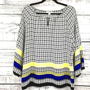 DRESSBARN SIZE M GEO TOP SPRING SUMMER WORK BLOUSE‎ GUC
